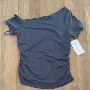 Athleta NEW Move With Ease One Shoulder Short Sleeve Tee Slate Size M